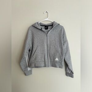 Adidas Gray Cropped Hoodie